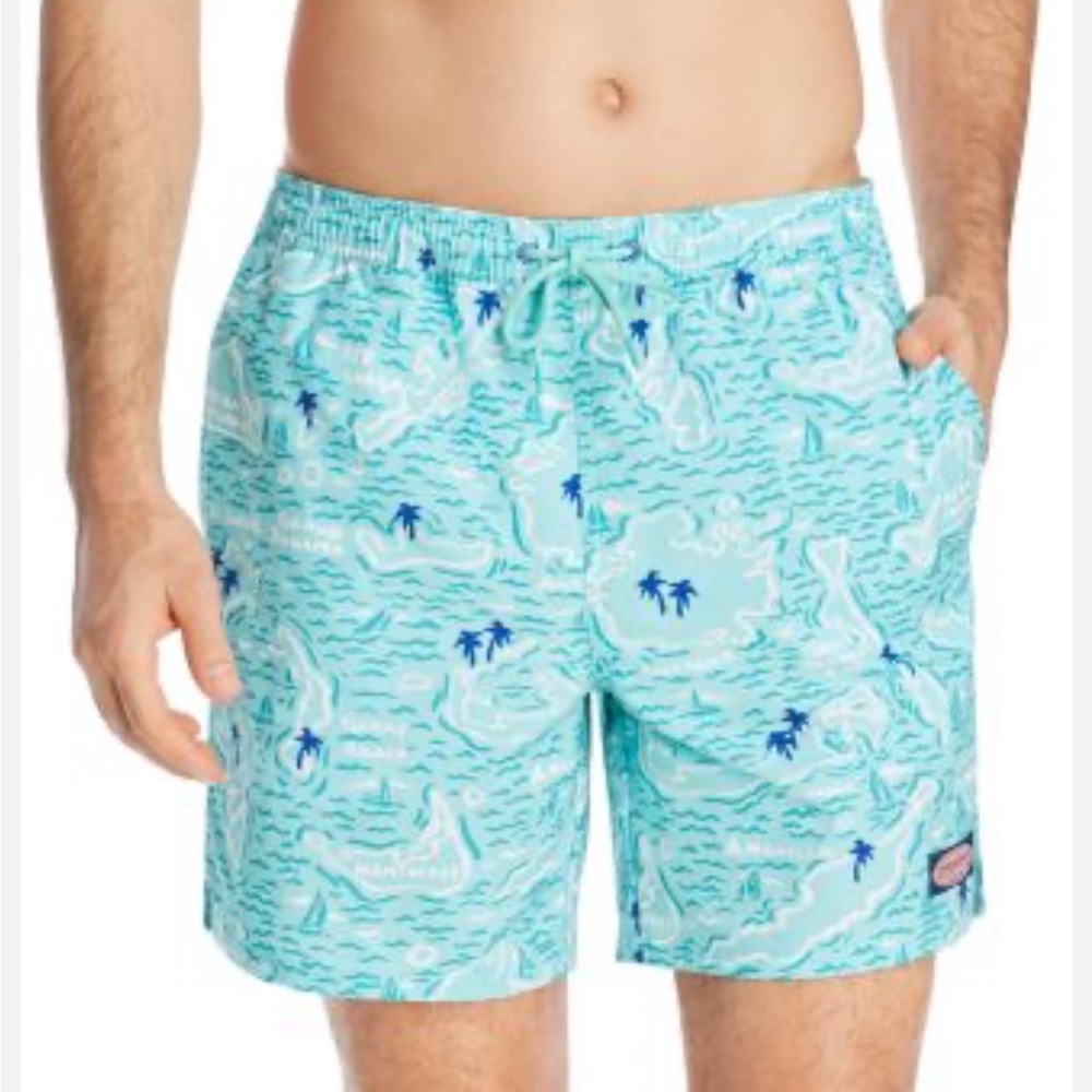 GUC $98 Men’s Vineyard Vines Island Map Printed Chappy Trunks Sz S With Pockets